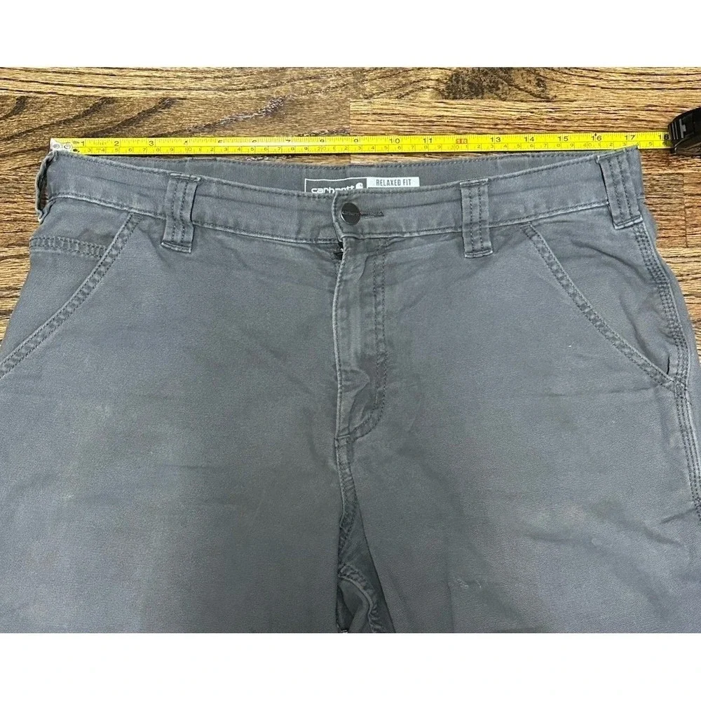 Carhartt Mens Gray Relaxed Fit Rugged Workwear Pants 102291 039 Men's Sz 34x30